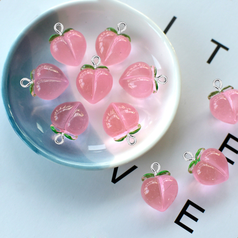 Resin Art Keychain - 10 adet yeni şeffaf şeftali düz
