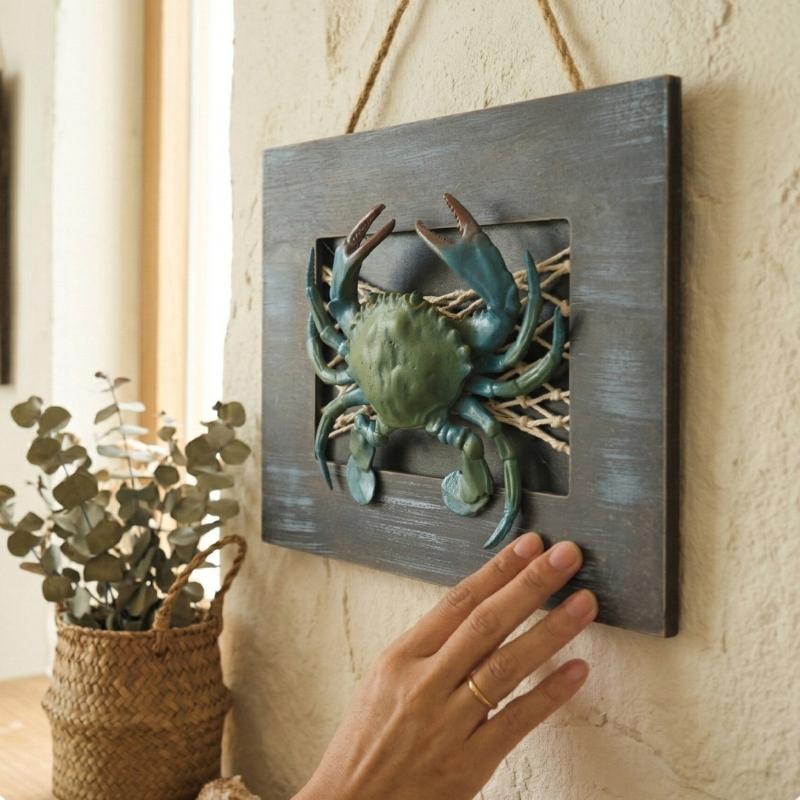 Resin Art Beach Theme - Ahşap Denizcilik Dekorları Istakoz/Yengeç Duvar Dekorları