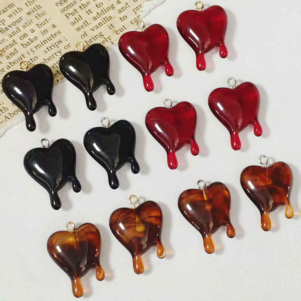 Resin Art Heart - 10 adet Kan Damlası Kalp Şeklinde