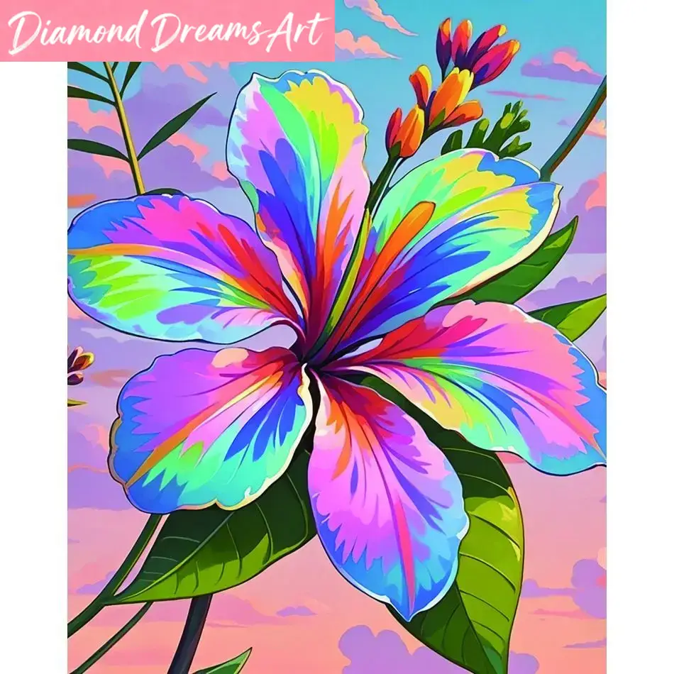Resin Art Ideas - Çerçevesiz, Renkli Zambak 5d Elmas Boyama