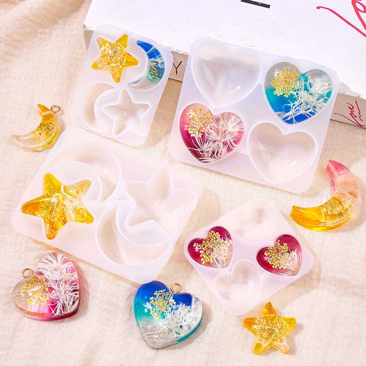 Kalp Yıldız Ay Kolye silikon k - Resin Art Heart incelemesi ve fiyatı